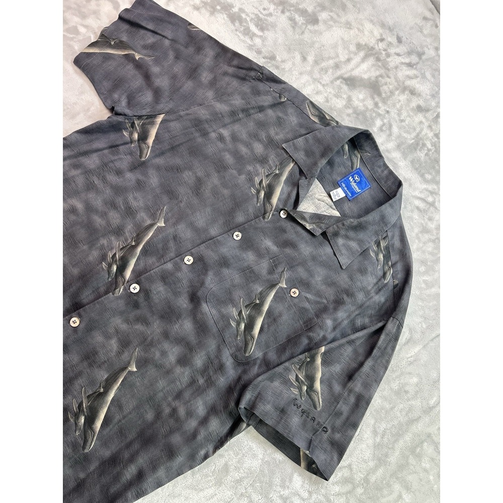 Robert Wyland Hawaiian Shirt Men XL Whale And Calf Print Short Sleeve Button Up